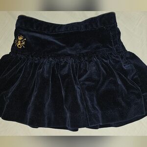 Black Corduroy Skirt with Gold Embroidery